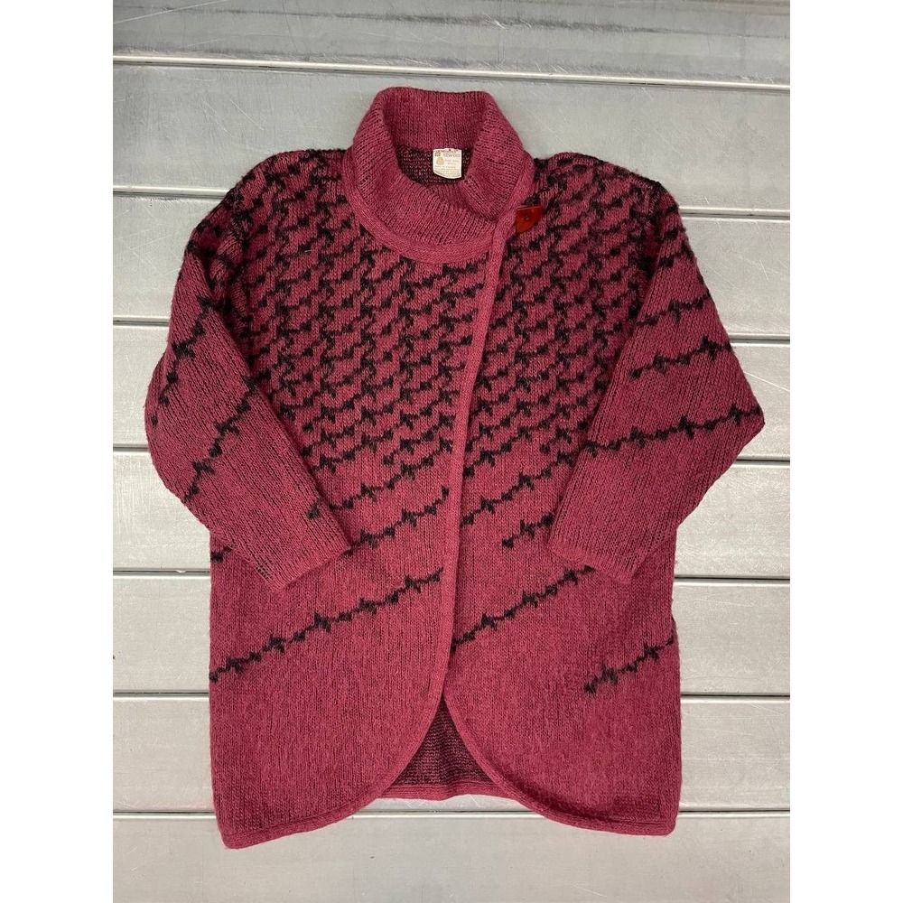 Vintage Alafoss‎ Cardigan Sweater Womens Small Red Pure Wool Icelandic Nordic
